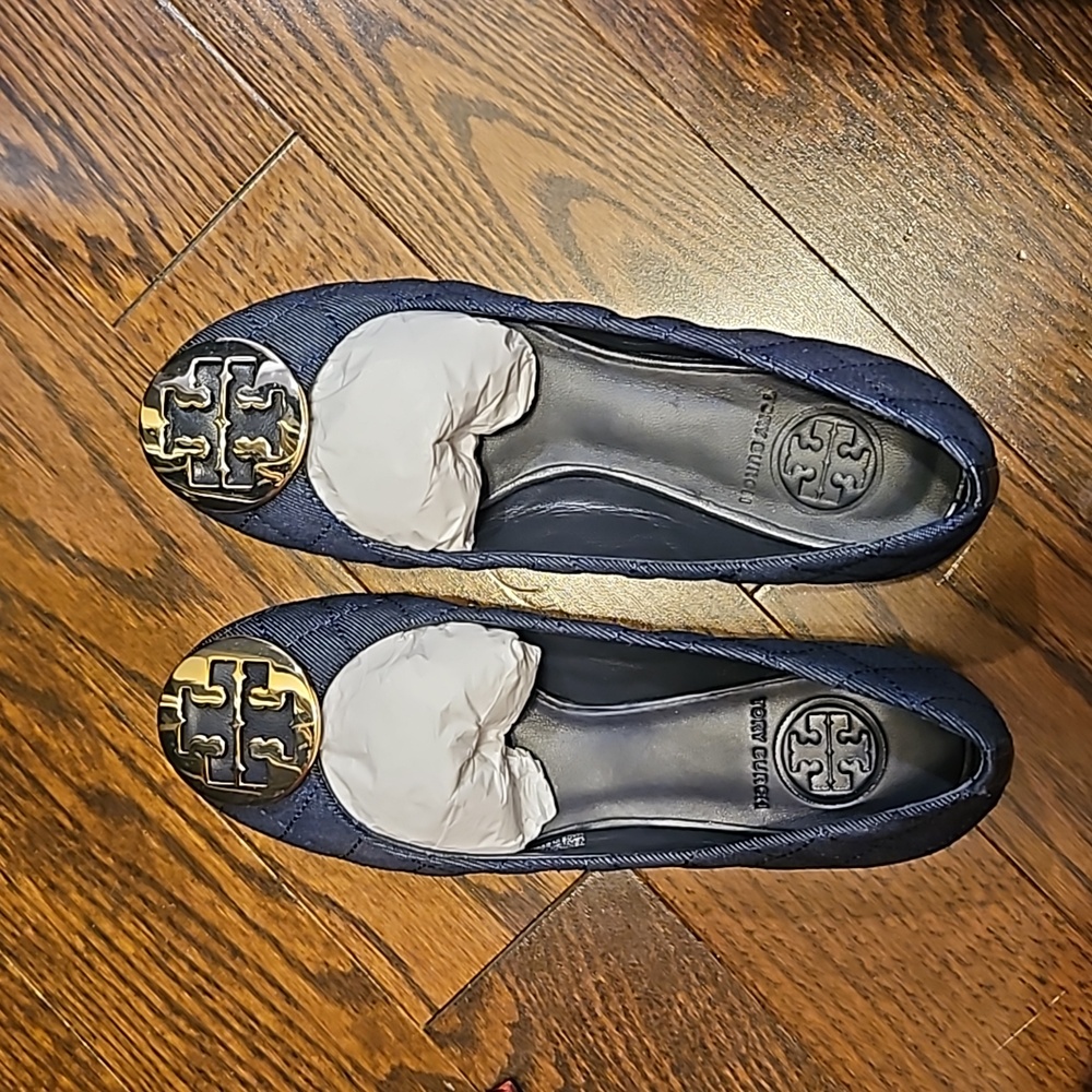 Tory Burch size 5.5 Denim Ballet Flats AUTHENTIC